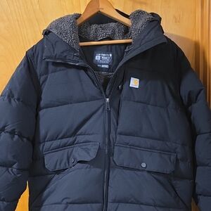 Carhartt Black Quilted Montana , Rain Defender Jacket with Hood.
